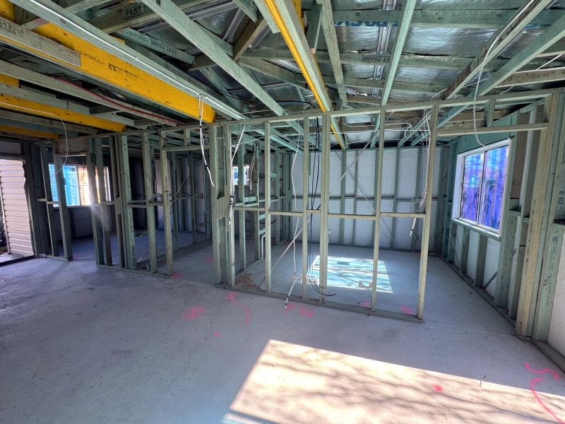 Timber wall framing up on the slab