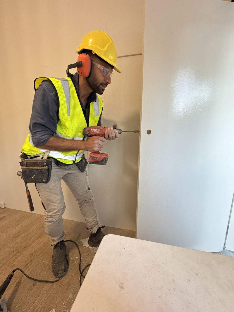 Fitting off an interior wall during a renovation.